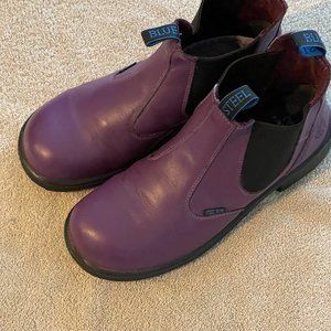 Purple leather ankle boots
